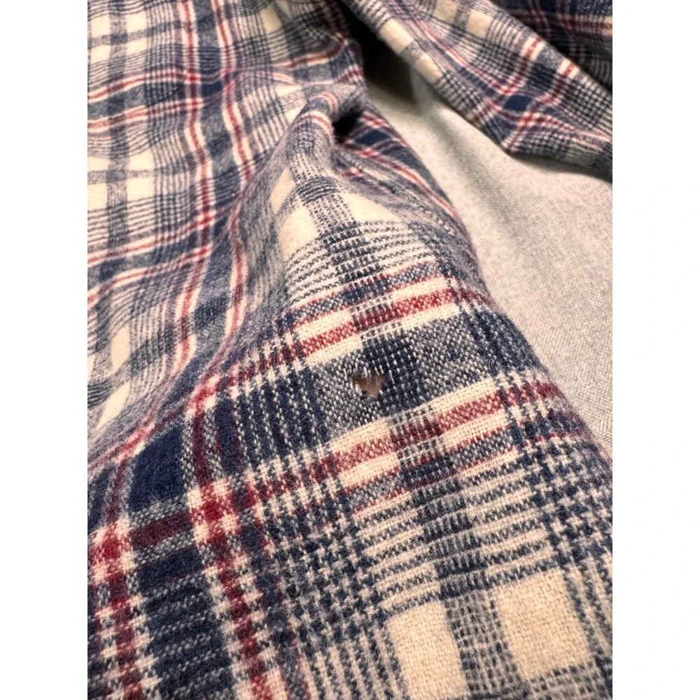 Pendleton Originals Mens Medium Wool Plaid Flannel Shirt Blue Red Cream Vintage